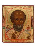 ANTIQUE 19TH CENT RUSSIAN ICON OF SAINT NICHOLAS