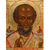 ANTIQUE 19TH CENT RUSSIAN ICON OF SAINT NICHOLAS PIC-1