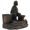 PAINTED CERAMIC DESK DECOR FIGURE OF A FISHERMAN PIC-1