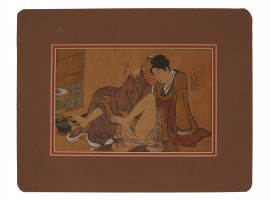 ANTIQUE MEIJI ERA JAPANESE EROTIC SHUNGA PAINTING