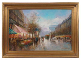 FRENCH PARIS CITYSCAPE OIL PAINTING BY T E PENCKE