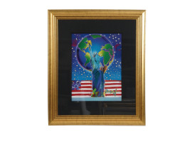 PEACE ON EARTH AMERICAN PAINTING BY PETER MAX