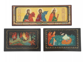 RUSSIAN FOLK ART PALEKH LACQUER MINIATURE PLAQUES