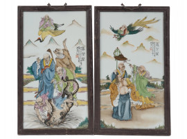 ANTIQUE CHINESE PORCELAIN PLAQUE PAINTINGS SIGNED