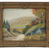 ANTIQUE MOUNTAIN RIVER LANDSCAPE OIL PAINTING PIC-0