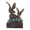 TWO RUSSIAN SILVER FILIGREE ENAMEL DUCK FIGURINES PIC-2