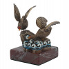 TWO RUSSIAN SILVER FILIGREE ENAMEL DUCK FIGURINES PIC-0