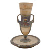 FRENCH CLOISONNE ENAMEL ONYX KIDDUSH CUP W STAND PIC-0