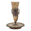 FRENCH CLOISONNE ENAMEL ONYX KIDDUSH CUP W STAND PIC-1