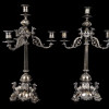 ANTIQUE VICTORIAN ERA SILVERED BRONZE CANDELABRAS PIC-0