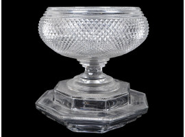 FOOTED CUT GLASS FRUIT CENTER BOWL WITH PEDESTAL