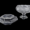 FOOTED CUT GLASS FRUIT CENTER BOWL WITH PEDESTAL PIC-1
