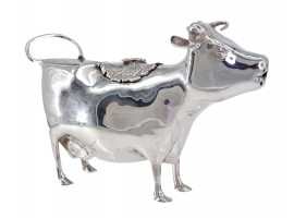 ANTIQUE BRITISH STERLING SILVER COW CREAMER