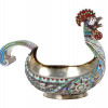 RUSSIAN SILVER CLOISONNE ENAMEL ROOSTER KOVSH PIC-0