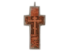 ANTIQUE RUSSIAN ORTHODOX ARMA CHRISTI WOOD CROSS