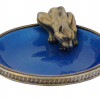 RUSSIAN GILT SILVER BLUE ENAMEL PANTHER ASHTRAY PIC-2