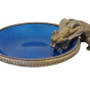 RUSSIAN GILT SILVER BLUE ENAMEL PANTHER ASHTRAY PIC-3