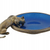 RUSSIAN GILT SILVER BLUE ENAMEL PANTHER ASHTRAY PIC-4