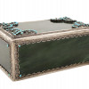 TURQUOISE STONES SILVER AND NEPHRITE TRINKET BOX PIC-0