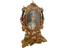 ANTIQUE PORTRAIT KAISER WILHELM IN ROTATING FRAME