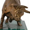 RUSSIAN BRONZE FIGURE OF BULL ON MALACHITE STAND PIC-6