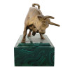 RUSSIAN BRONZE FIGURE OF BULL ON MALACHITE STAND PIC-2