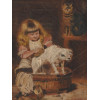 ATTR TO JIM SHORTAL PORTRAIT OF GIRL OIL PAINTING PIC-1