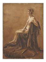 ATTR TO HILDA VIKA NUDE PORTRAIT OIL PAINTING