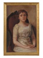 EDWARDIAN STYLE PORTRAIT OF A LADY OIL PAINTING