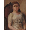 EDWARDIAN STYLE PORTRAIT OF A LADY OIL PAINTING PIC-1