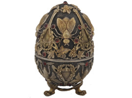 LARGE RUSSIAN 84 SILVER EASTER EGG WITH RUBIES