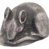 RUSSIAN SILVER FIGURINE OF A MOUSE WITH AMETHYSTS PIC-0