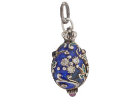 RUSSIAN 88 SILVER AND ENAMEL EASTER EGG PENDANT