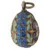 RUSSIAN 84 SILVER AND ENAMEL EASTER EGG PENDANT PIC-1