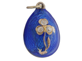 RUSSIAN SILVER DIAMONDS ENAMEL EASTER EGG PENDANT