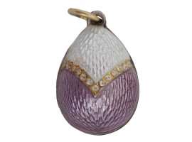 RUSSIAN SILVER DIAMONDS ENAMEL EASTER EGG PENDANT