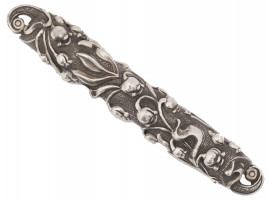 RUSSIAN 84 SILVER EMBOSSED FLORAL DESIGN MEZUZAH