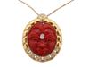 GIA 18K GOLD DIAMOND CORAL NECKLACE W CERTIFICATE PIC-3