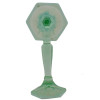 AMERICAN ART DECO FENTON GREEN GLASS CANDLESTICKS PIC-2