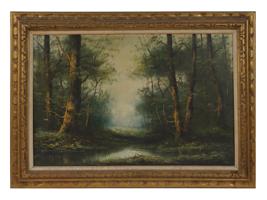 FOREST LANDSCAPE OIL PAINTING BY ROBERT WALLINGER