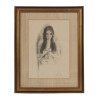 FRAMED LITHOGRAPH FEMALE PORTRAIT SIGNED COLBURN PIC-0