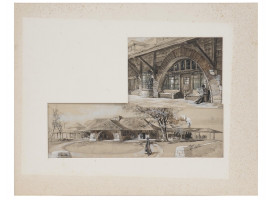 INK ARCHITECTURAL SKETCHES BY WILLIAM HENRY HYDE