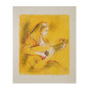 SILKSCREEN PRINT WOMAN WITH GUITAR SIGNED D LATAR PIC-0