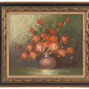 FRAMED OIL PAINTING STILL LIFE WITH RED FLOWERS PIC-0