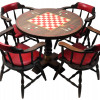 VINTAGE AMERICAN  GAMBLING TABLE AND FOUR ARMCHAIRS PIC-0