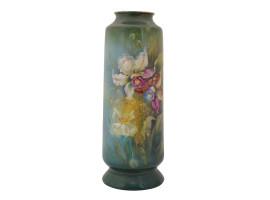 VERY TALL GERMAN ROYAL BONN FLORAL PORCELAIN VASE