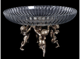 BACCARAT CRYSTAL GLASS SILVERED BRONZE FRUIT BOWL