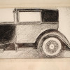 ANTIQUE PERSIAN GRAPHITE PENCIL PAINTING OF CAR PIC-3