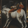 MAN ON HORSEBACK OIL PAINTING SIGNED VICENTE V PIC-1