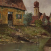 HUNGARIAN RURAL HOUSE OIL PAINTING BY LOUIS KLEIN PIC-2